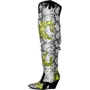 Cape Robbin Women's Black Polyurethane Thigh High Block Heel Cowboy Western Boot